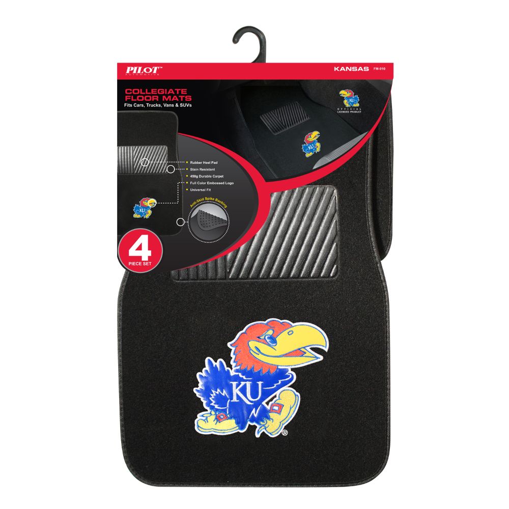 Collegiate Kansas Jayhawks Pilot Alumni Group FM-910 Universal Fit Four Piece Floor Mat Set